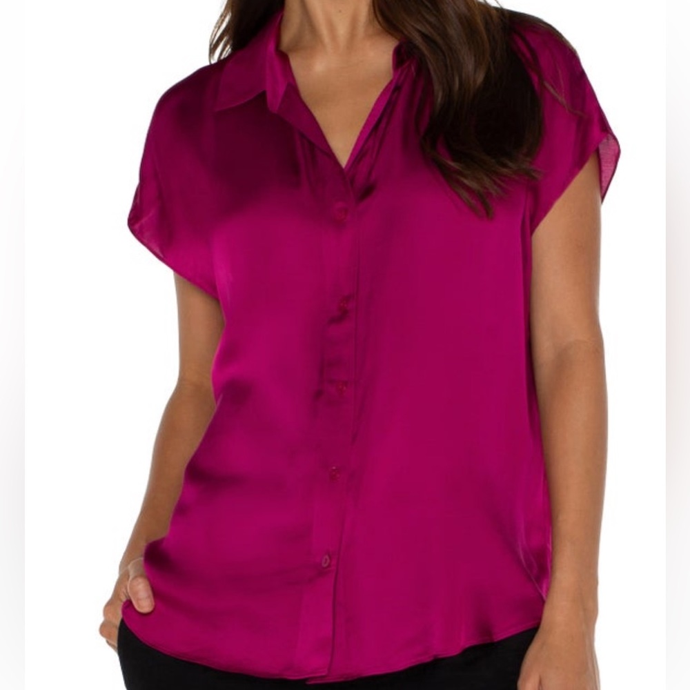 Liverpool Dolman Sleeve Button Front Blouse- NWT-size small-color fuchsia kiss